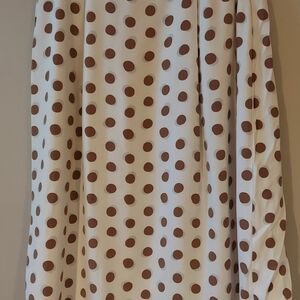 Ann Taylor White and Brown Polka Dot Midi Skirt